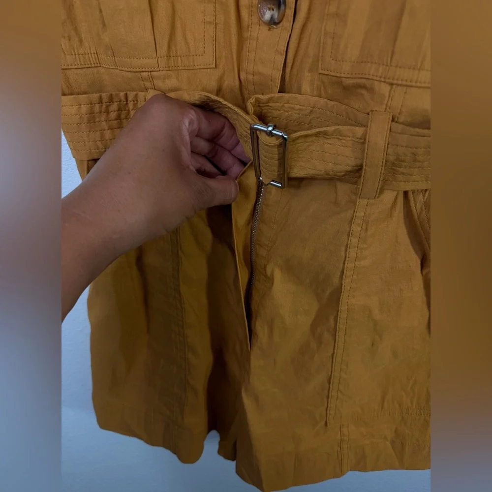 A.L.C. Gillian Sleeveless Belted Romper In Goldenrod Size S - Picture 6 of 14